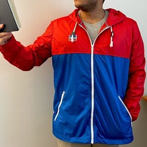 Levi’s Red Blue men 1984 windbreaker rain light hooded zip-up waterproof jacket